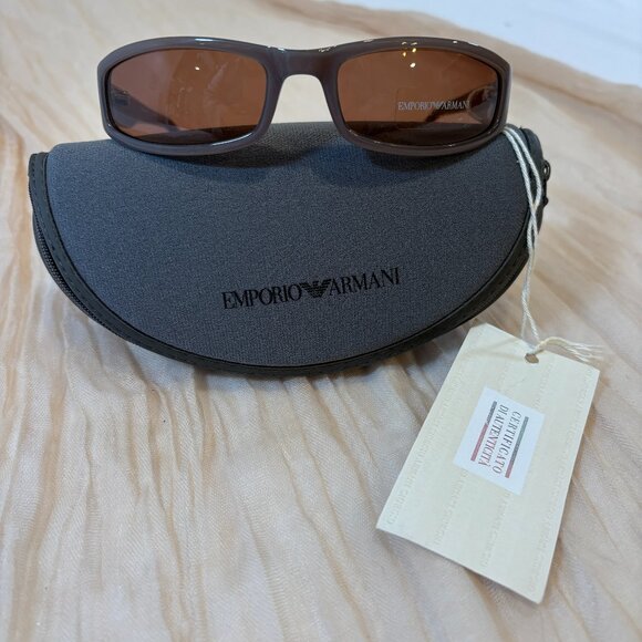 Emporio Armani Poly Frame OVAL Gray/Brown Tinted Sunglasses EA9035S - Picture 1 of 6